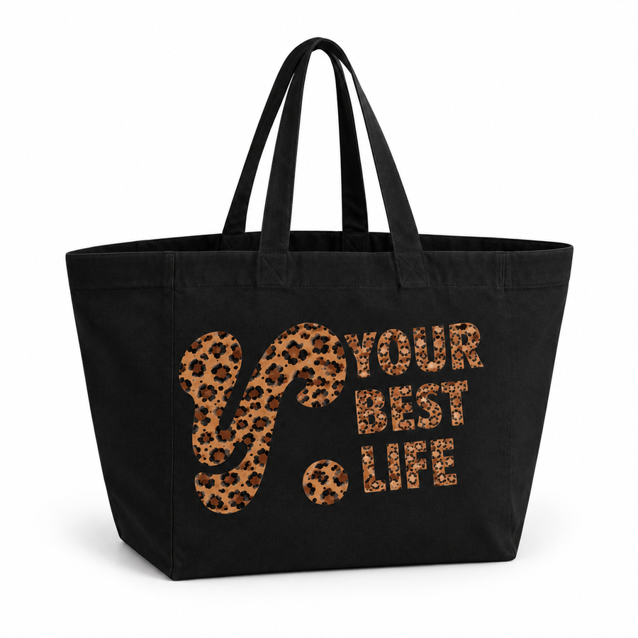 Black Leopard Print Tote